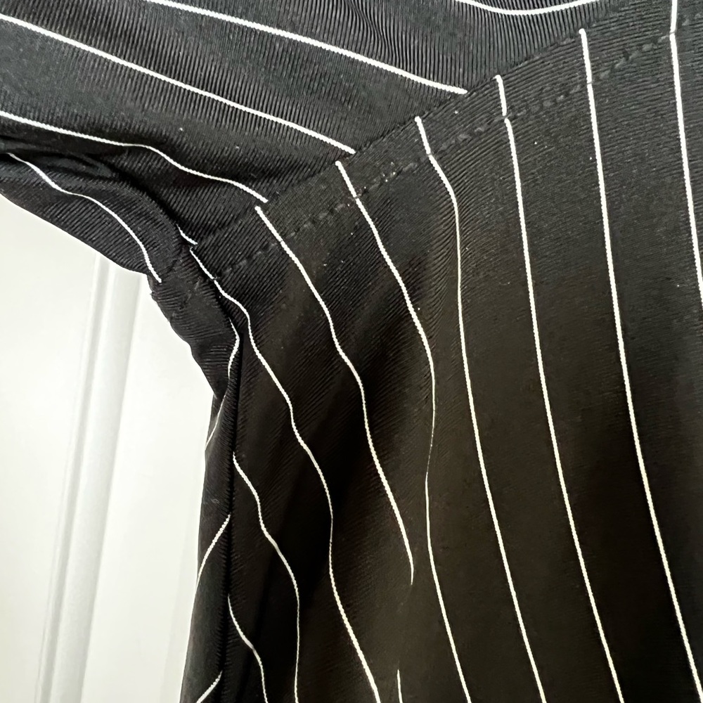 Express Tops | Express Design Studio Black with White Pinstripe V-Neck, Medium - Picture 7 of 7